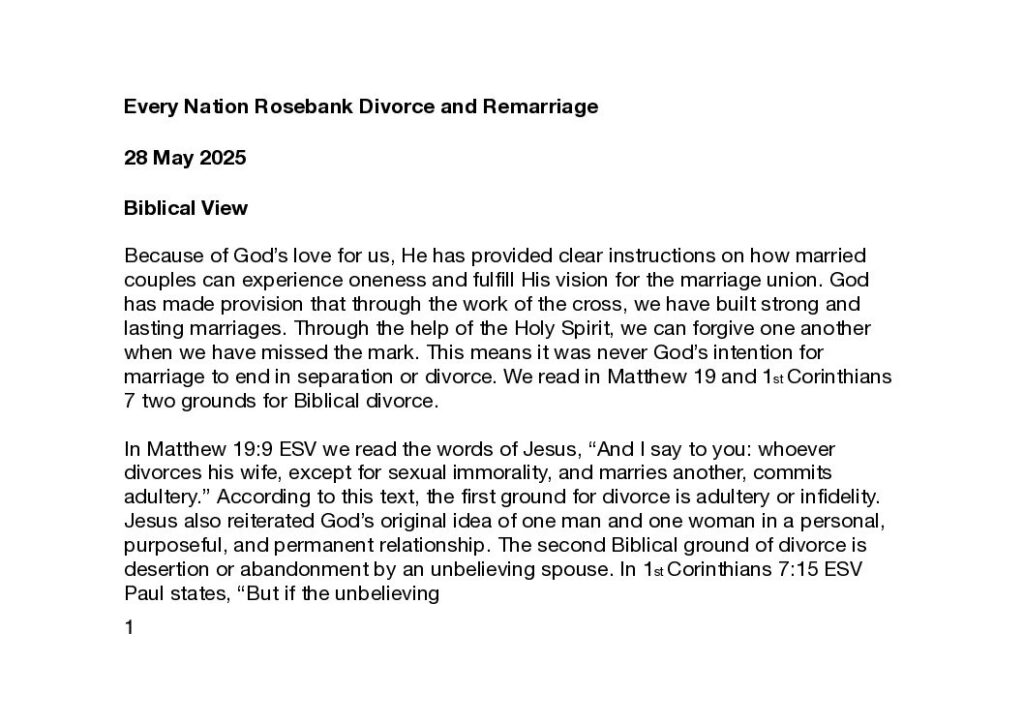 thumbnail of Divorce and Remarriage Summary